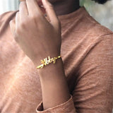 Personalized Stainless Steel Letter Bangle Bracelet for Women Men