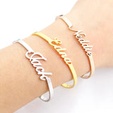Personalized Stainless Steel Letter Bangle Bracelet for Women Men