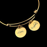 Personalized Round Charms Bangle Stainless Steel Jewelry Bracelet