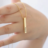 Engraved Name Bar Necklace Date Pendant Unisex Jewelry