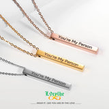 Engraved Name Bar Necklace Date Pendant Unisex Jewelry