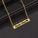 Personalized Heart Name Bar Necklace Engraved Date Gift