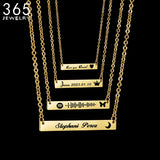 Personalized Heart Name Bar Necklace Engraved Date Gift