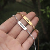 Name Bracelet Stainless Steel For Men Women Adjustable Box Chain