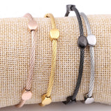 Personalized Stainless Steel Twisted Bracelet - Engraved Name Beads for Women