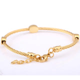 Personalized Stainless Steel Twisted Bracelet - Engraved Name Beads for Women