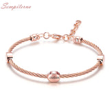 Personalized Stainless Steel Twisted Bracelet - Engraved Name Beads for Women