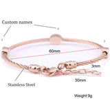 Personalized Stainless Steel Twisted Bracelet - Engraved Name Beads for Women