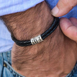 Men's Personalized Names Leather Bracelet Valentine Gift
