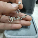 Personalized Nameplate Belly Ring Stainless Steel Rhinestone Navel Ring