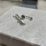 Personalized Nameplate Belly Ring Stainless Steel Rhinestone Navel Ring