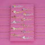 Personalized Birth Flower Necklace with Birthstone Enamel Handwriting