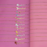 Personalized Birth Flower Necklace with Birthstone Enamel Handwriting