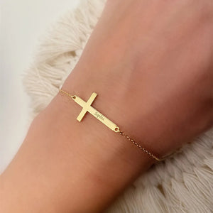Stainless Steel Name Bracelet Bangle Cross Adjustable Wedding Gift