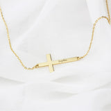 Stainless Steel Name Bracelet Bangle Cross Adjustable Wedding Gift