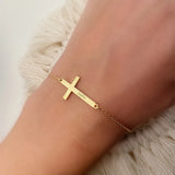 Stainless Steel Name Bracelet Bangle Cross Adjustable Wedding Gift