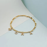 Crystal Zircon Name Bracelet Stainless Steel Chain Summer Beach Jewelry