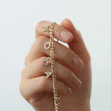 Crystal Zircon Name Bracelet Stainless Steel Chain Summer Beach Jewelry
