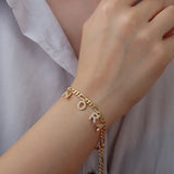 Crystal Zircon Name Bracelet Stainless Steel Chain Summer Beach Jewelry