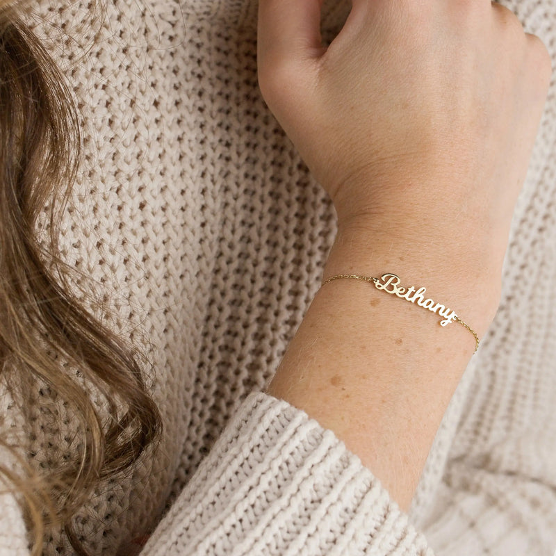 Custom Script Name Bracelet-Stainless Steel Nameplate Bracelet