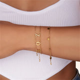 Name Bracelet Double Chain Personalized Initial Bangle Stainless Steel