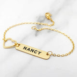 Engraved Nameplate Bar Bracelet for Women Link Chain Jewelry