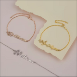 Flower Name Bracelet Personalized Nameplate Pendant Jewelry for Women