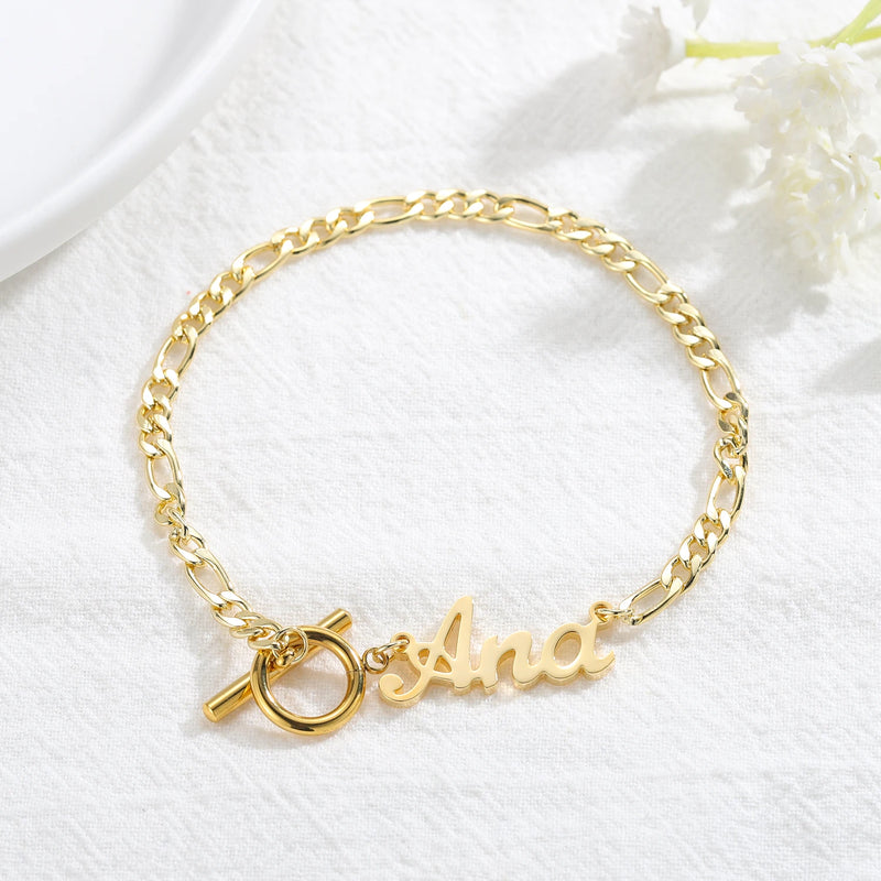 Personalized Name Bracelet Stainless Steel Charms Jewelry