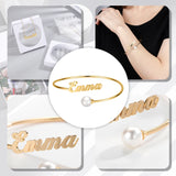 Personalized Name Bracelet Stainless Steel Pearl Bracelet for Women Girls Gift