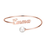 Personalized Name Bracelet Stainless Steel Pearl Bracelet for Women Girls Gift