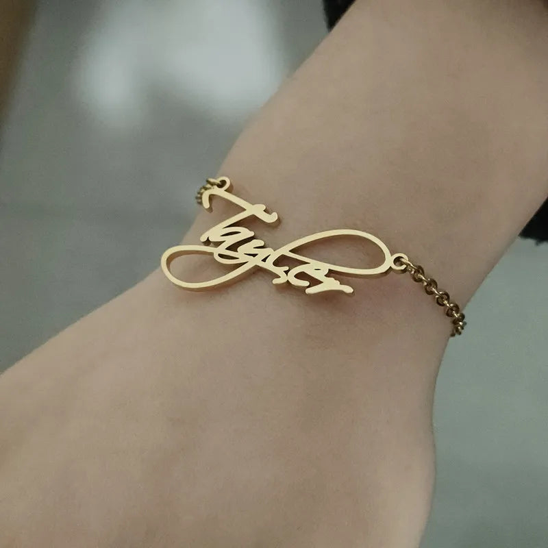 Personalized Name Bracelet Stainless Steel Chain Bangle Jewelry