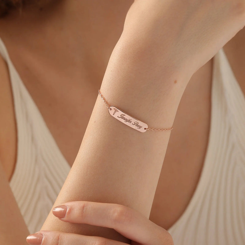 Name Bracelet, Plated Name Plate Bracelet,Custom Bar Bracelet