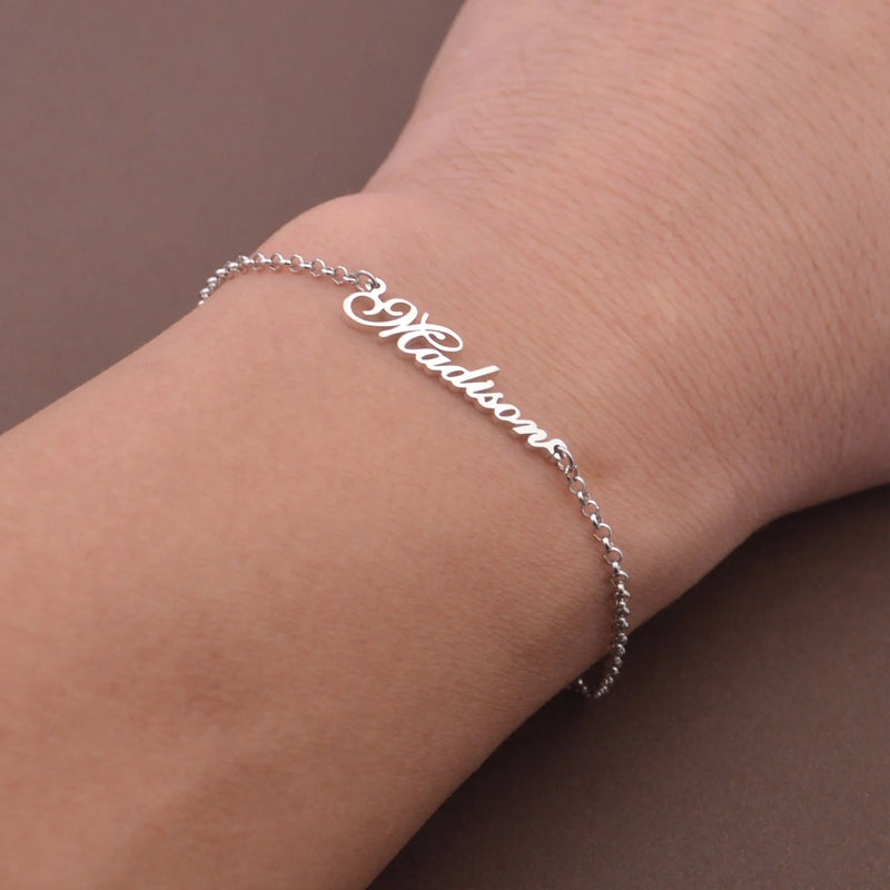 Personalized Name Bracelet-Handmade Letter Bracelet-Dainty Nameplate Bracelet
