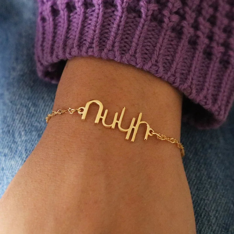 Name Bracelet Nameplate Pendant Bracelet Stainless Steel Women