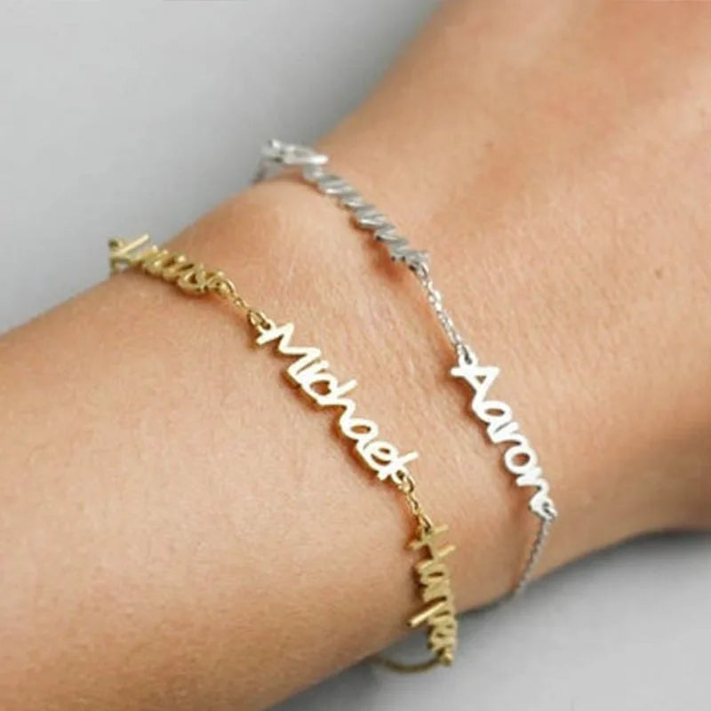 Name Bracelet Personalized 3 Names Bracelet Chain Name Jewelry