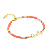 Colorful Clay Name Bracelet Stainless Steel Jewelry Christmas Gift