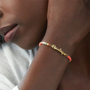 Colorful Clay Name Bracelet Stainless Steel Jewelry Christmas Gift