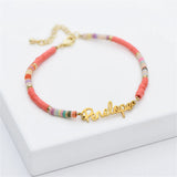 Colorful Clay Name Bracelet Stainless Steel Jewelry Christmas Gift