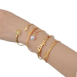 Personalized Name Bracelet Cuff Bangle Stainless Steel Women Jewelry
