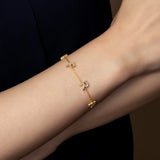 Initial CZ Stone Charms Letter Chain Bracelet for Women Girls