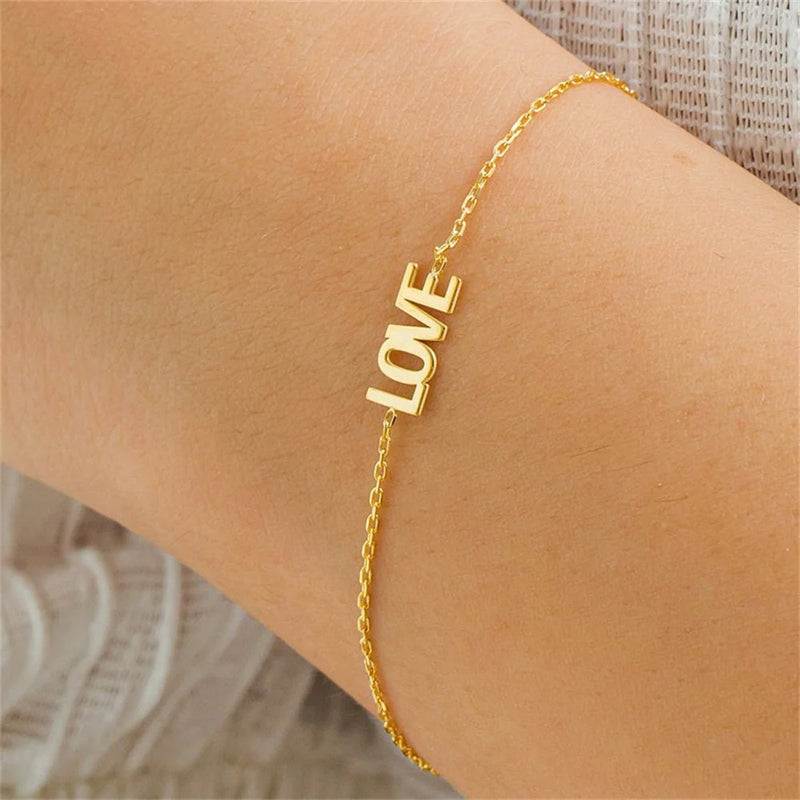 Name Bracelet Personalized Love Stainless Steel Couple Charm Valentines Gift