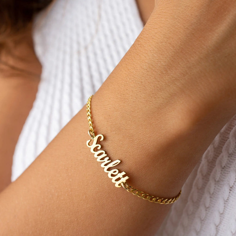 Name Bracelet,Cuban Chain Bracelet,Stainless Steel Name Jewelry