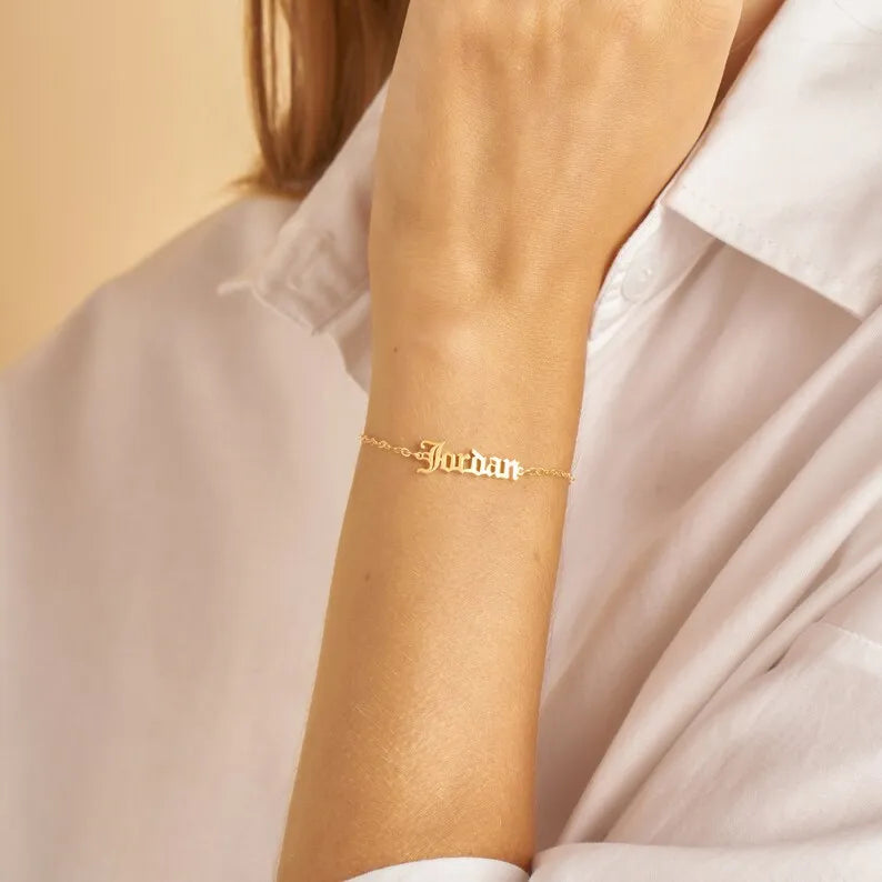 Personalized Name Bracelet Gothic Stainless Steel Jewelry