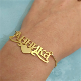 Personalized Nameplate Heart Bracelet Stainless Steel Women Gift