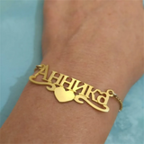 Personalized Nameplate Heart Bracelet Stainless Steel Women Gift