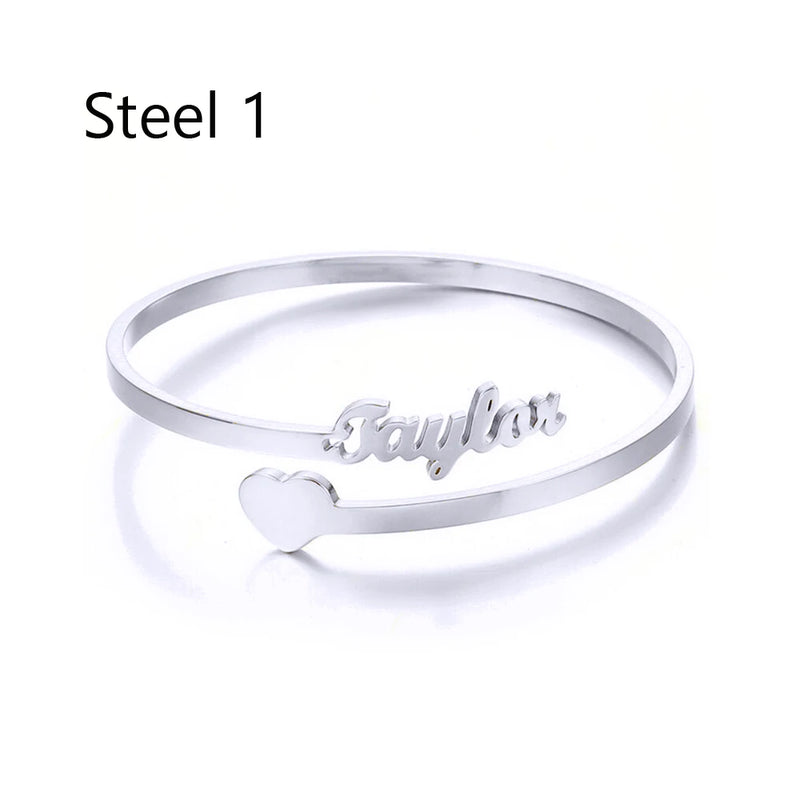 Personalized Name Bracelet Stainless Steel Cuff Bangle