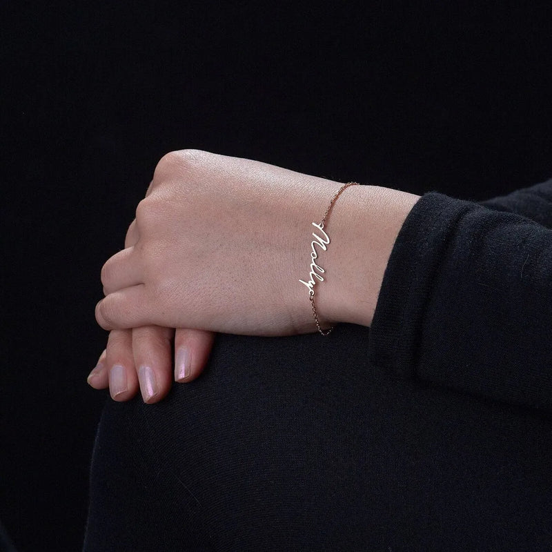 Personalized Name Bracelet for Women Stainless Steel Nameplate Bracelet