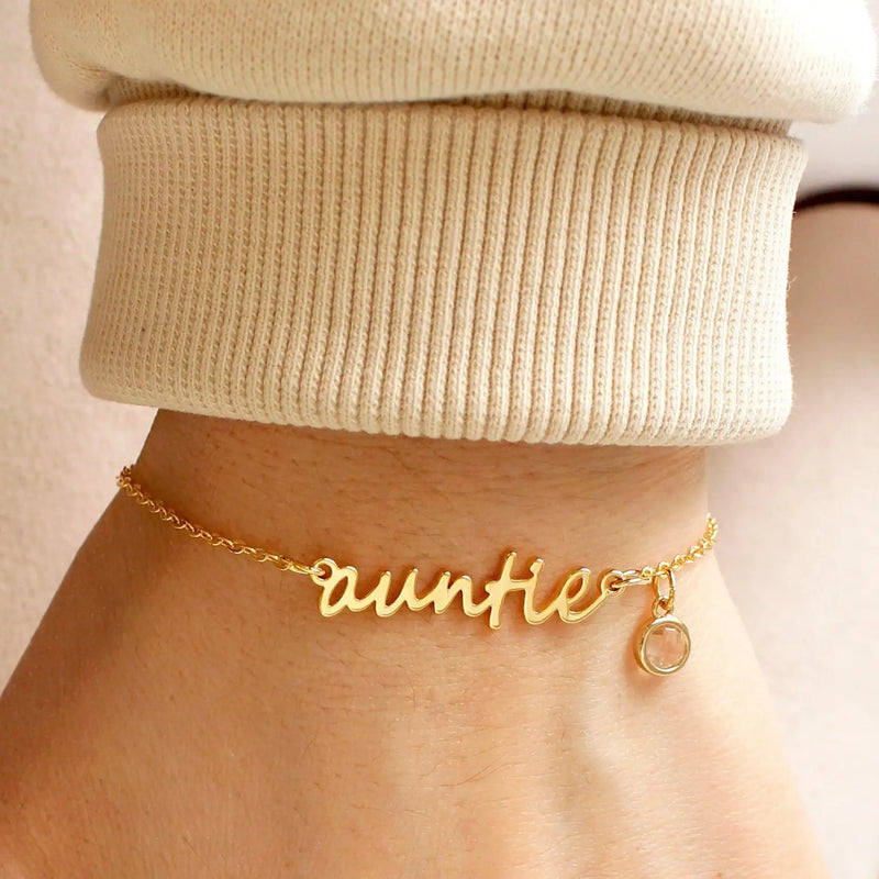 Name Bracelet Stainless Steel Personalized Birthstone Bracelet For Women