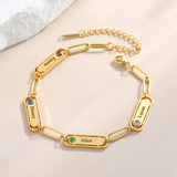 Personalized Name Bracelet with Birthstone & Engraved Family Names