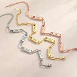 Personalized Name Bracelet with Birthstone & Engraved Family Names